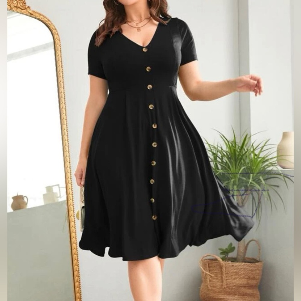 Black button dress